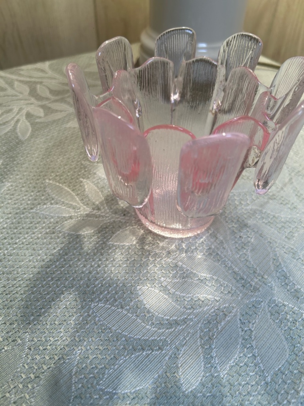 Delicate Pink Viking Glass Petal Accent Vase